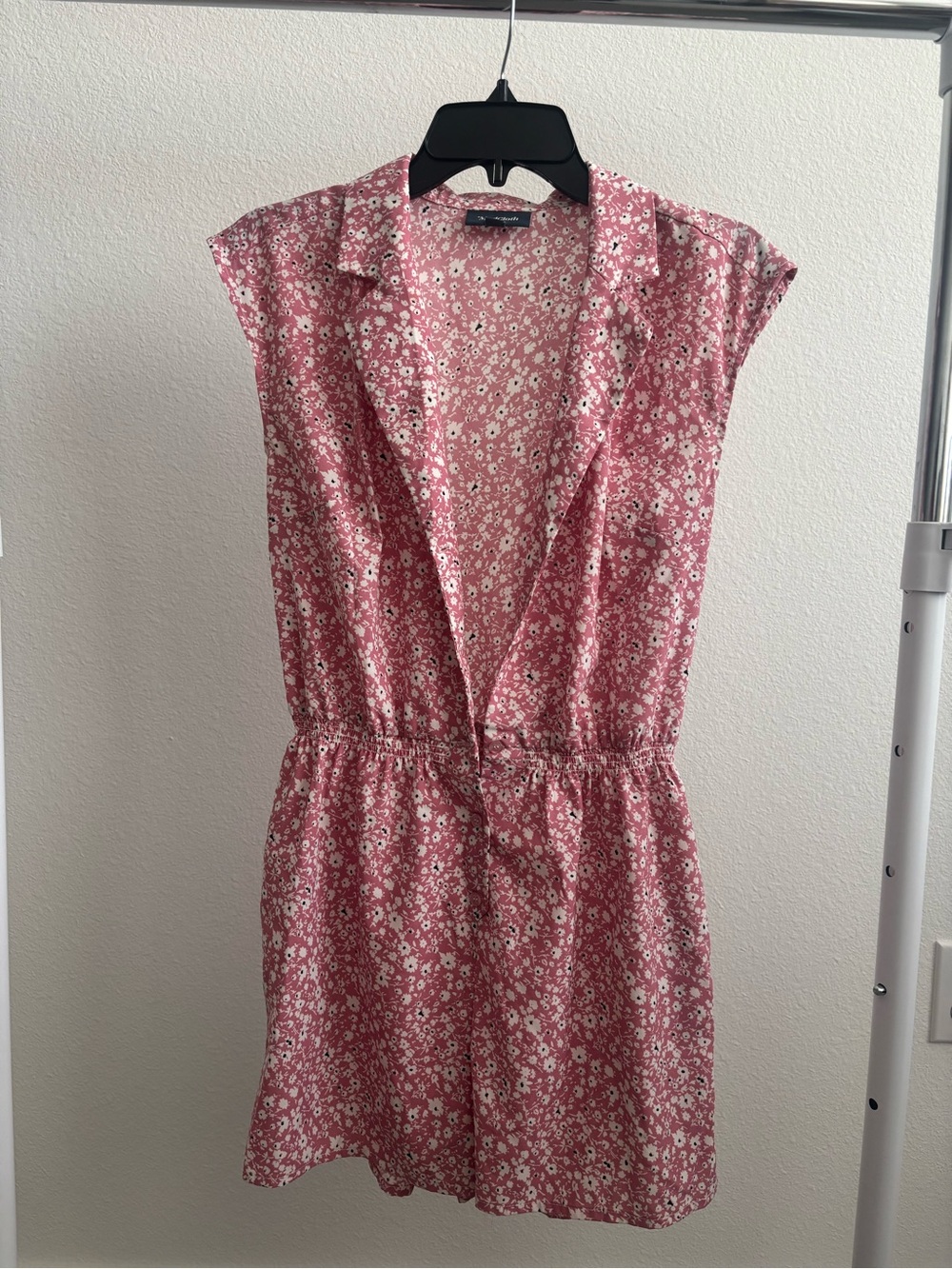 Modcloth Pink Floral Cap-Sleeve Romper